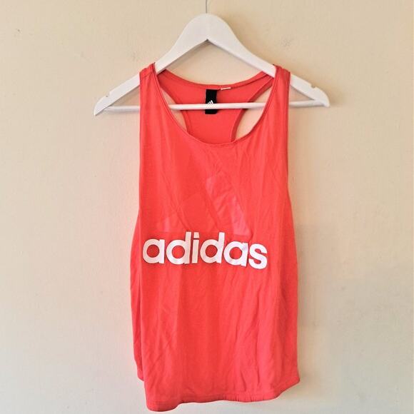 Adidas Peach / Orange Graphic Scoop Neck Racerback Muscle Tee / Top - M - Picture 7 of 10